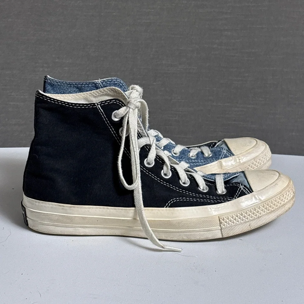 Converse Chuck 70 High Top 8 Men Black Blue Tri-Panel Denim Renew Sneaker